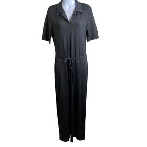 Tristan & Iseut Women's Black Maxi Shirt Dress Size 8 Classic Office Goth